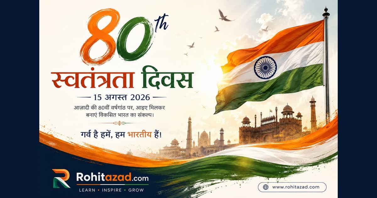 Independence Day 2026 artwork with the Tricolour and Red Fort