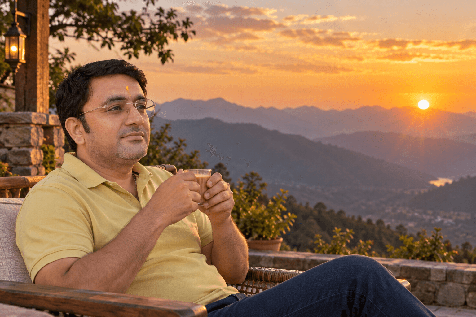 Sunset, Chai, Silence, an AI-generated portrait of Rohit Azad