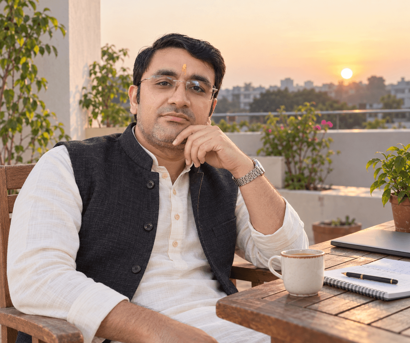 Engineering Baba at Sunrise, an AI-generated portrait of Rohit Azad
