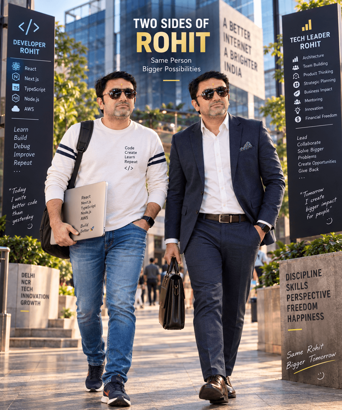 Two Sides of Rohit, an AI-generated portrait of Rohit Azad